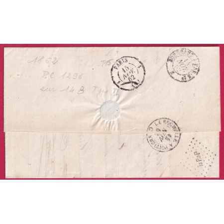 N°14B LA FLOTTE CHARENTE INFERIEURE AU DOS LOSANGE AMBULANT LaRaP LA ROCHELLE A POITIERS