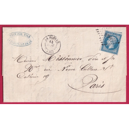 N°14B LA FLOTTE CHARENTE INFERIEURE AU DOS LOSANGE AMBULANT LaRaP LA ROCHELLE A POITIERS