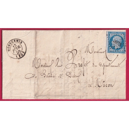 N°14 BLEU SUR LILAS PC 2073 MONTCENIS SAONE ET LOIRE POUR MACON LETTRE COVER FRANCE