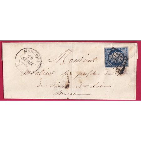 N°4 GRILLE MARCIGNY SAONE ET LOIRE CAD TYPE 14 POUR MACON LETTRE COVER FRANCE INDICE 17