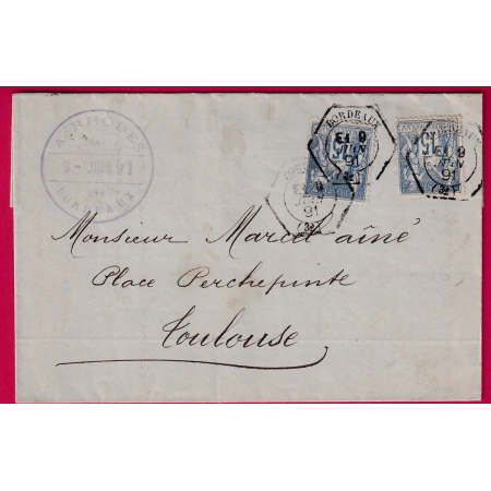 N°90 X2 LEVEE EXCEPTIONNELLE BORDEAUX LEVEE E1 POUR TOULOUSE LETTRE COVER FRANCE