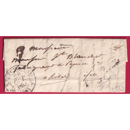 CURSIVE 82 BULGNEVILLE VOSGES CAD TYPE 12 NEUFCHATEAU POUR RIVES ISERE TYPE 11 INDICE 15 1832 LETTRE COVER FRANCE