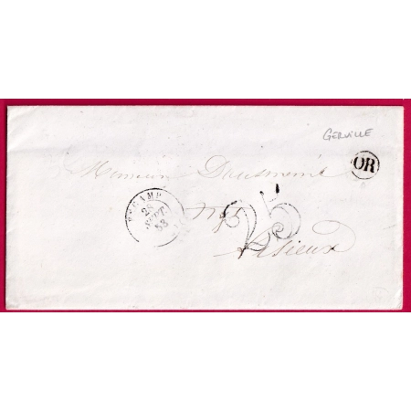 CAD TYPE 15 FECAMP SEINE INFERIEURE OR GERVILLE POUR LISIEUX CALVADOS LETTRE COVER FRANCE