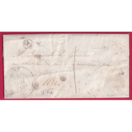 CAD TYPE 13 VITRE ILLE ET VILAINE CL ROUGE TAXE 1 LOCALE BOITE RURALE E A IDENTIFIER 1840 LETTRE COVER FRANCE