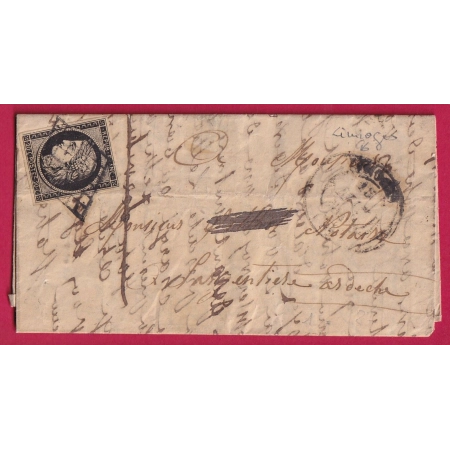 N°3 TTB GRILLE LIMOGES CAD TYPE 14 HAUTE VIENNE INDICE 17 LARGENTIERE ARDECHE LETTRE COVER FRANCE