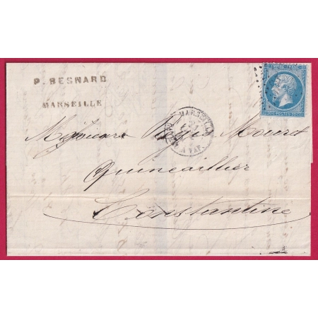 N°22 MARSEILLE BATEAU A VAPEUR GC 5055 PHILIPPEVILLE ALGERIE POUR CONSTANTINE LETTRE COVER FRANCE NON SIGNALE POTHION