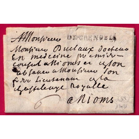 MARQUE DE GRENOBLE ISERE LENAIN N°2A 1702 INDICE 13 POUR NYONS DROME