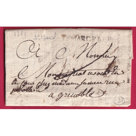MARQUE ST MARCELLIN ISERE  1785 LENAIN N°4 1784 INDICE 18 POUR GRENOBLE LETTRE COVER FRANCE