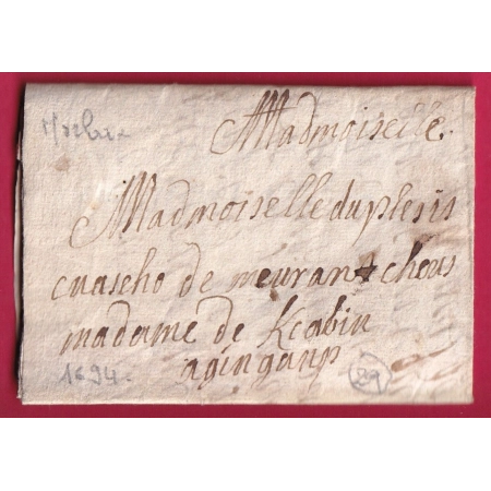LETTRE DE MORLAIX FINISTERE POUR GUINGAMP 1694 LETTRE COVER FRANCE