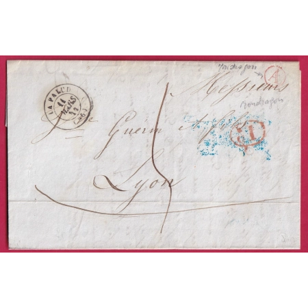 CAD TYPE 15 LA PALUD VAUCLUSE BOITE RURALE A MONDRAGON + DECIME RURAL POUR LYON