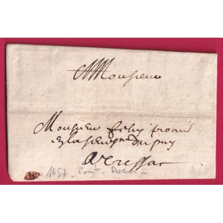 LETTRE DE PONT AVEN FINISTERE 1657 POUR LE PUY ?? HAUTE LOIRE LETTRE COVER FRANCE