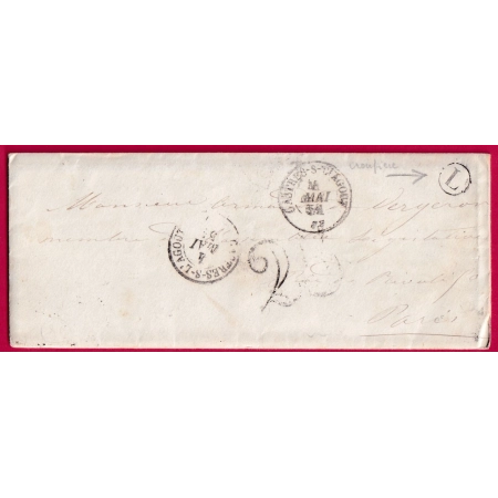 CAD TYPE 15 CASTRES TARN 1851 BOITE RURALE L CROUPIERE ??? POUR PARIS LETTRE COVER FRANCE