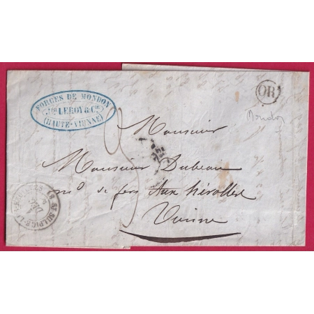 CAD TYPE 15 SULPICE LES FEUILLES HAUTE VIENNE OR FORGES DE MONDON LETTRE COVER FRANCE