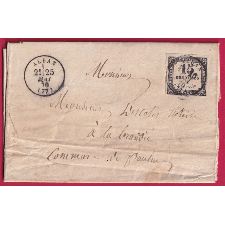 TAXE N°3 CAD TYPE 16 ALBAN TARN POUR LA BRANDIE PAULINET LETTRE COVER FRANCE