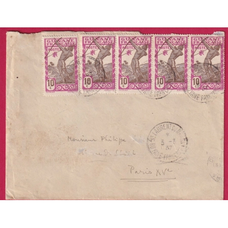 GUYANE FRANCAISE ST LAURENT DU MARONI 1937 POUR PARIS