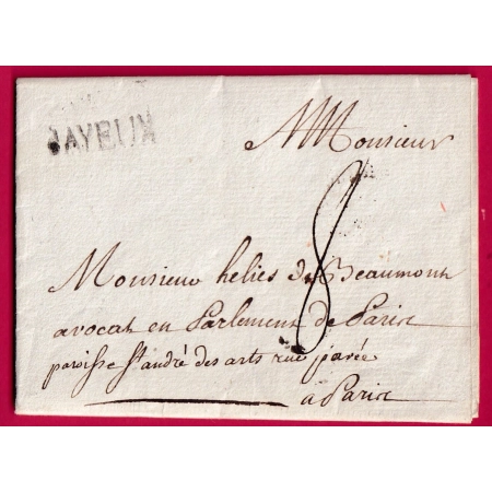 MARQUE BAYEUX CALVADOS 1769 LENAIN N°6 INDICE 12 POUR PARIS LETTRE COVER FRANCE