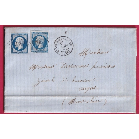 N°14 X2 2 COULEURS DIFFERENTES PC 3447 USSEL CORREZE POUR ANGERS MAINE ET LOIRE LETTRE COVER FRANCE