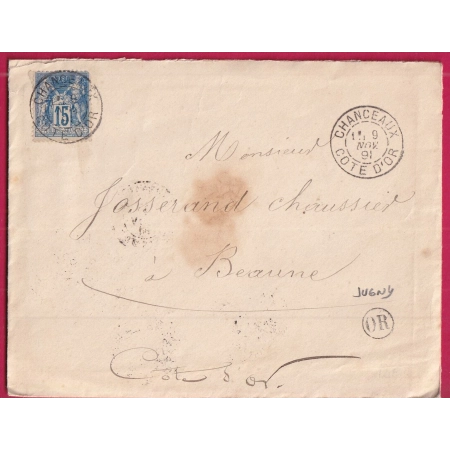 N°90 CAD CHANCEAUX COTE D'OR OR JUGNY POUR BEAUNE LETTRE COVER FRANCE
