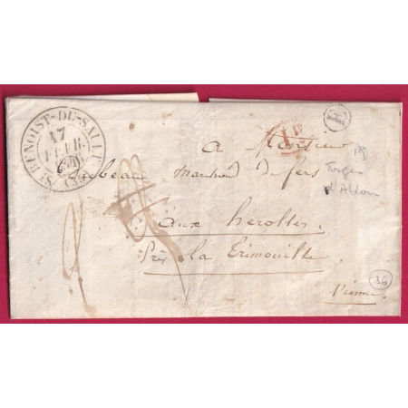 CAD TYPE 13 ST BENOIT DU SAULT INDRE BOITE RURALE E FORGES D'ABLOU DECIME RURAL LA TRIMOUILLE VIENNE LETTRE COVER FRANCE