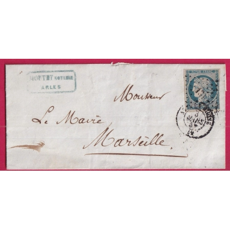 N°4 PC 131 ARLES SUR RHONE BOUCHES DU RHONE POUR MARSEILLE LETTRE COVER FRANCE