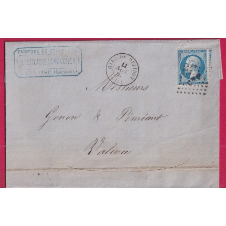 N°22 CAD GARE DE MEZIDON CALVADOS AMBULANT CnP SUR TIMRE POUR VALENCE DROME LETTRE COVER FRANCE