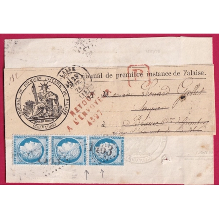 N°60 BANDE DE 3 VARIETE CADRE BRISE GC 1463 FALAISE CALVADOS RECOMMANDE RETOUR ENVOYEUR 4397 ST LAURENT DE CONDEL