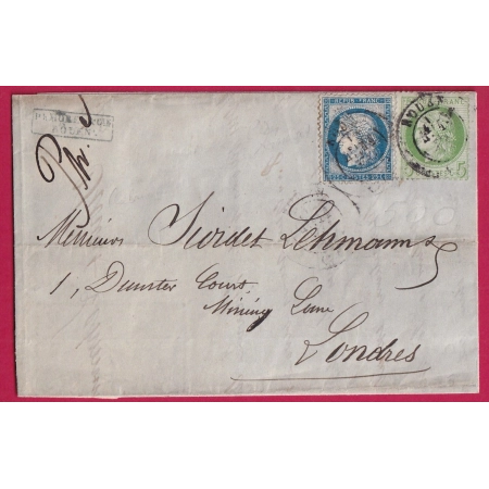 N°53 60 CAD ROUEN SEINE INFERIEURE POUR LONDRES LONDON LETTRE COVER FRANCE