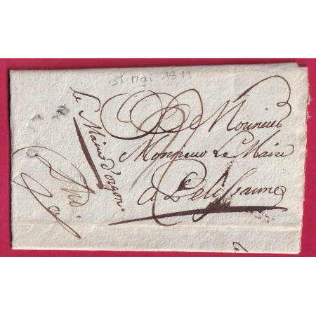 FRANCHISE LE MAIRE D'ORGON BOUCHES DU RHONE 1811 MARQUE 12 ORGON POUR PELISSANNE LETTRE COVER FRANCE