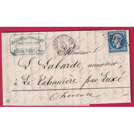 N°22 TRES BELLE VARIETE PIQUAGE DECALE BORD DE FEUILLE ROCHEFORT LETTRE COVER FRANCE