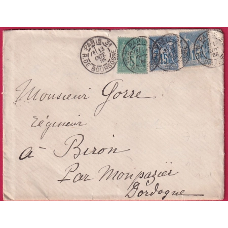 N°75 90 X2 PARIS LEVEE EXCEPTIONNELLE PARIS 31 R DE BOURGOGNE 7EME LEVEE MONTPAZIER BIRON DORDOGNE