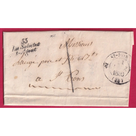 TAXE 1 FABRICATION LOCALE CURSIVE 33 LA SALVETAT SUR L'AGOUT HERAULT POUR ST PONS CAD TYPE 12 LETTRE COVER FRANCE