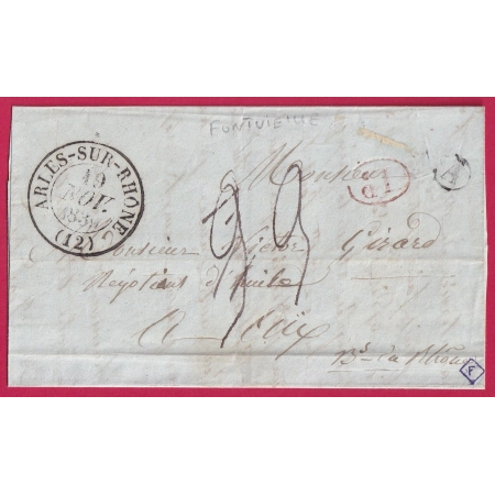 CAD TYPE 13 ARLES BOUCHES DU RHONE BOITE RURALE A FONTVIELLE DECIME RURAL POUR AIX 1839 LETTRE COVER FRANCE