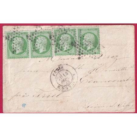 N°20 DEUX PAIRES PARIS ETOILE 4 R D'ENGHIENS POUR TRIEL SEINE ET OISE LETTRE COVER FRANCE