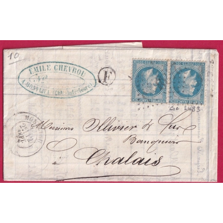 N°29 PAIRE GC 2483 MONTLIEU CHARENTE INFERIEURE POUR CHALAIS BOITE RURALE F LETTRE COVER FRANCE
