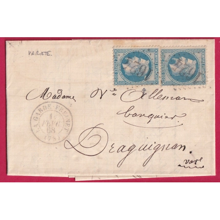 N°29 X2 BELLE VARIETE GRIFFE DERRIERE LA TETE GC 1624 LA GARDE FREINET VAR POUR DRAGUIGNAN LETTRE COVER FRANCE