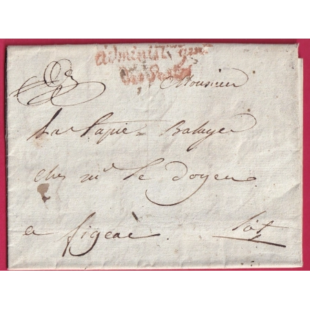FRANCHISE ADMINISTRATION Gal DES POSTES PARIS AN11 1803 FIGEAC LOT LETTRE COVER FRANCE