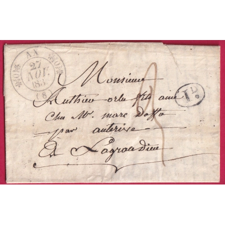 CAD TYPE 11 AX ARIEGE DECIME RURALE 1839 AUTERIVE HAUTE GARONNE INDICE 12 LETTRE COVER FRANCE