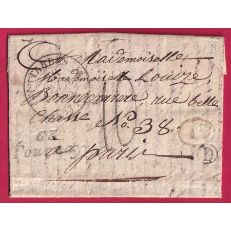 CURSIVE 63 TOURNAY HAUTES PYRENEES BOITE RURALE D MOULEDOUS DECIME RURAL POUR PARIS LETTRE COVER