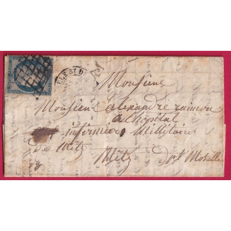 N°4 GRILLE LA CHAPELLE ST DENIS PARIS POUR METZ MOSELLE LETTRE COVER