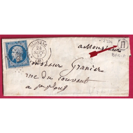 N°14 PC 2324 OLONZAC HERAULT BOITE RURALE H BABIA ?? POUR ST PONS LETTRE COVER FRANCE