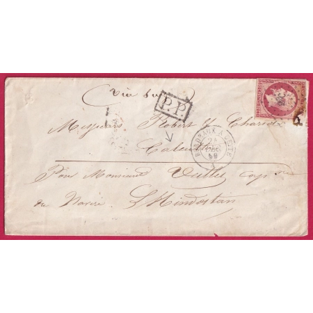N°17B AMBULANT BORDEAUX A CETTE POUR CALCUTTA INDE INDIA LETTRE COVER FRANCE