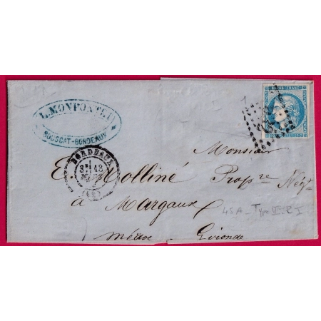 N°45A GC 532 BORDEAUX BOUSCAT POUR MARGAUX GIRONDE LETTRE COVER FRANCE