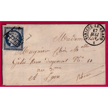 N°4 GRILLE VIRIEUX LE GRAND POUR LYON RHONE INDICE 19 LETTRE COVER FRANCE
