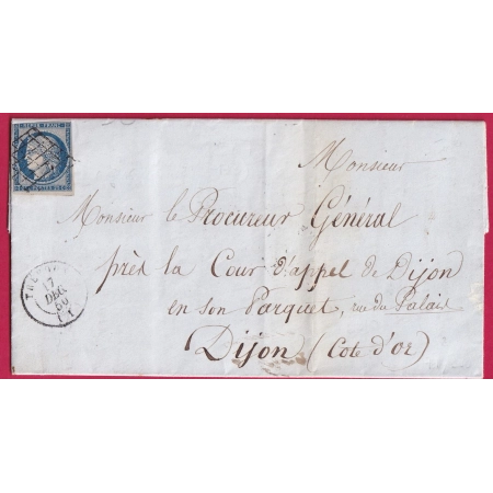 N°4 GRILLE TREVOUX AIN 1850 POUR DIJON INDICE 16 LETTRE COVER FRANCE