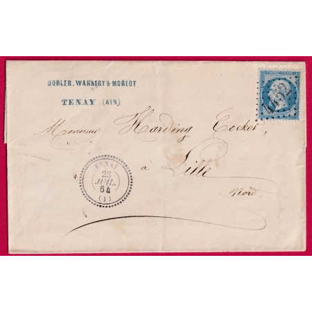 N°22 GC 4452 TENAY AIN CAD TYPE 22 POUR LILLE NORD LETTRE COVER FRANCE