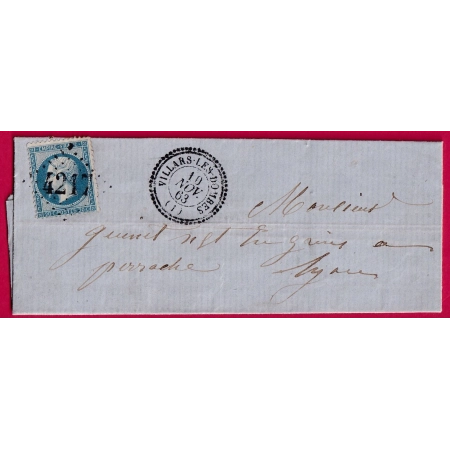 N°22 GC 4217 VILLARD LES DOMBES AIN CAD TYPE 22 POUR LYON  LETTRE COVER FRANCE