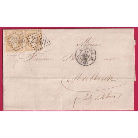 N°21 PAIRE MARSEILLE 4 12 4 POUR MULHOUSE HAUT RHIN LETTRE COVER FRANCE