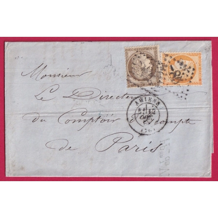 N° 38 56 GC 85 AMIENS SOMME POUR PARIS LETTRE COVER FRANCE