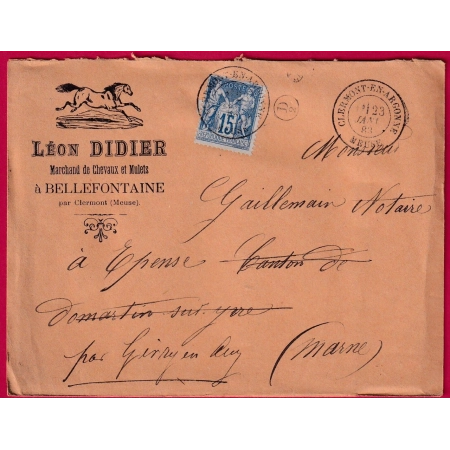 N°90 ENVELOPPE ILLUSTREE BOITE RURALE D2 BELLEFONTAINE MARNE LETTRE COVER FRANCE