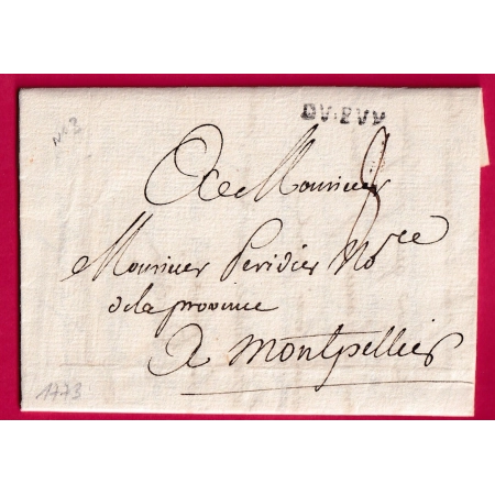MARQUE DU PUY EN VELAY HAUTE LOIRE LENAIN N° 1773 POUR MONTPELLIER HERAULT INDICE 9 LETTRE COVER FRANCE